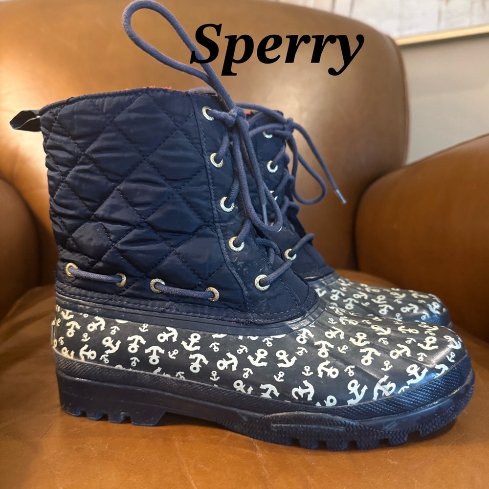 Sperry Navy Quilted Anchor Duck Boots